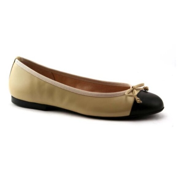 French Sole fs/ny Camille Cap Toe Leather Flats In Beige/Black - Size 8.5 - Picture 9 of 12